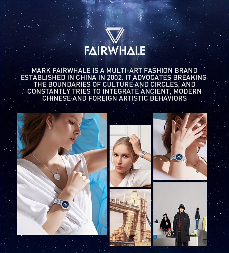 ساعات كوارتز دائرية بحزام من الفولاذ المقاوم للصدأ ومؤشر من سبائك الفولاذ المقاوم للصدأ وقرص من حجر الراين وساعات مضيئة بمرحلة القمر وسماء مرصعة بالنجوم وهدايا للعيد