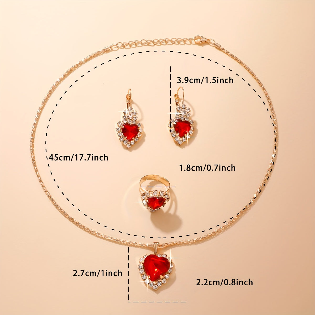 5pcs/set Adorable Heart Womens Watch - Glamorous Rhinestone Quartz Analog Wrist Watches & Jewelry Ensemble - Sparkling Timeless Accessories, Ideal Gift for Her