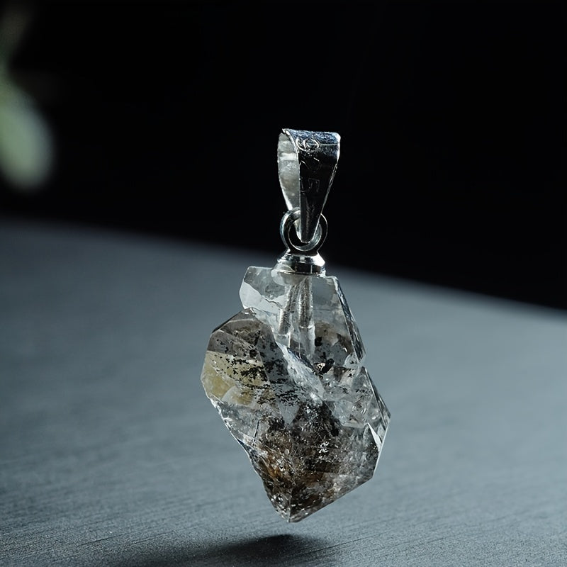 1pc LUKEN'S JEWELRY Herkimer Rough Stone Pendant, Natural White Geometric Pattern, Small Drop Fashion Accessory, Party Style, No Magnetic, Natural Stone Material, Ideal Holiday Gift