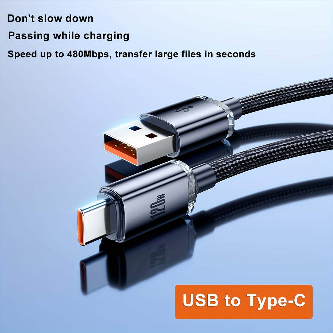 120W 6A Type-C to USB Fast Charging Cable, >80W Output Power, High-Speed Data Transfer, Compatible with For iPad/For MacBook/For SamSung For Galaxy Series/Redmi/For Android Phones