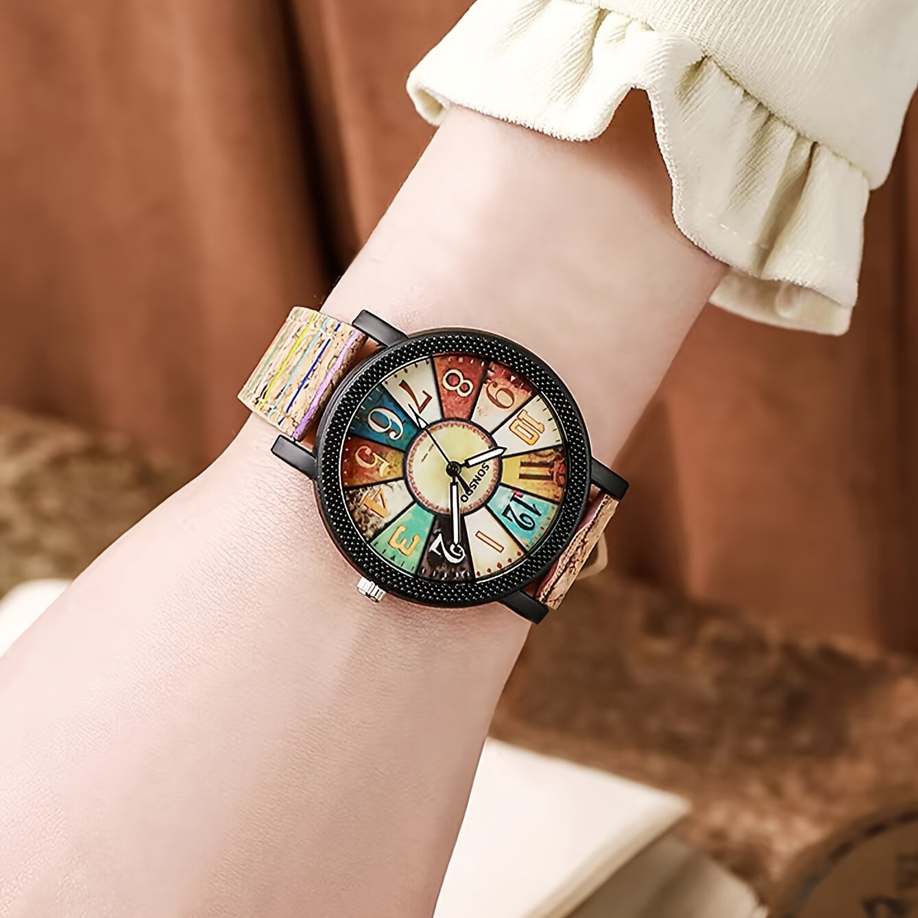 Quartz Watches For Men Wooden Pu Leather Wrist Watch Alloy Pointer Great Gift For Her